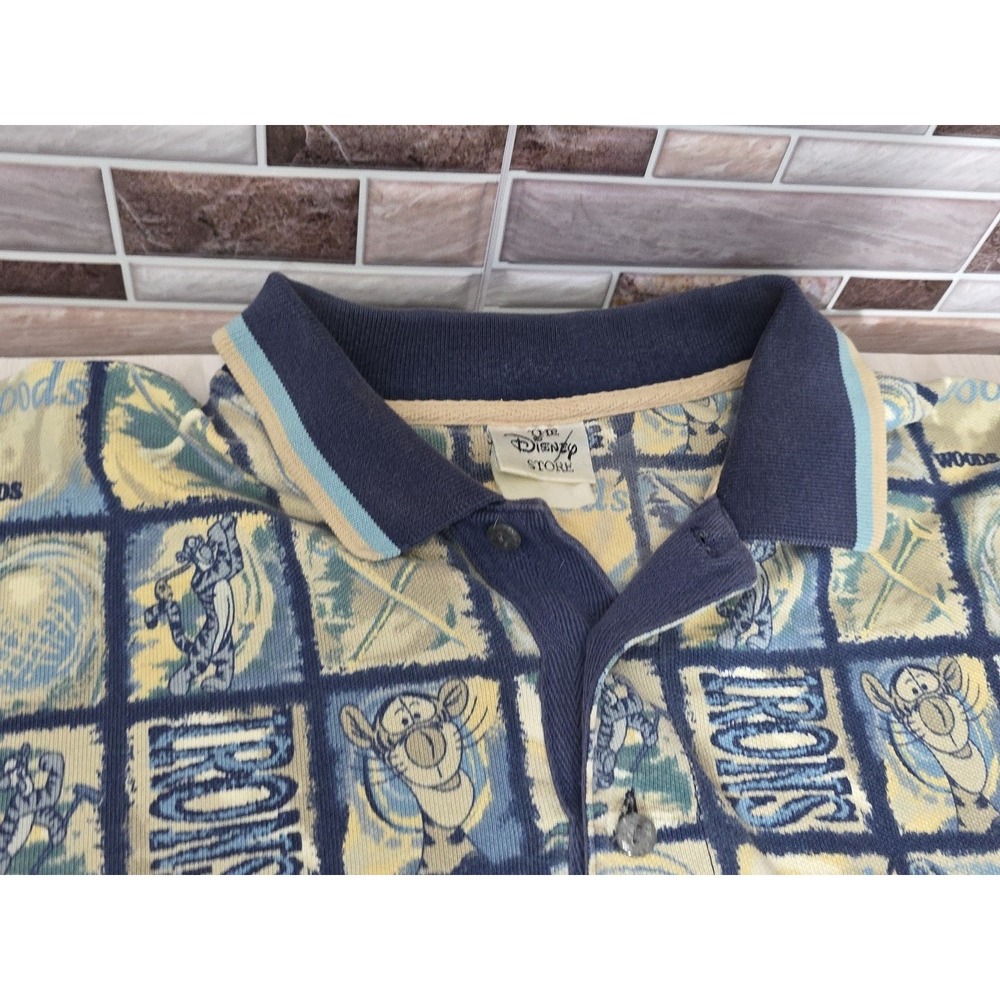 Vintage Disney Tigger Golf Polo – Checkered 'Woods' & 'Irons' – Men's Large 90's - Picture 4 of 16